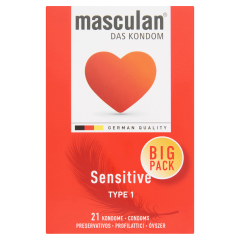 Masculan Sensitive szuper vékony síkosítóval ellátott rózsaszín gumióvszer 21 db