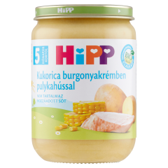 HiPP BIO kukorica burgonyakrémben pulykahússal bébiétel 5 hónapos kortól 190 g
