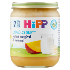 HiPP Gyümölcs Duett BIO joghurt mangóval és banánnal bébidesszert 7 hónapos kortól 160 g