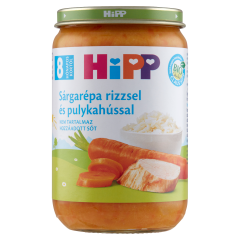 HiPP BIO sárgarépa rizzsel és pulykahússal bébiétel 8 hónapos kortól 220 g