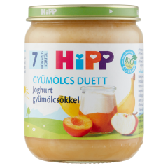HiPP Gyümölcs Duett BIO joghurt gyümölcsökkel bébidesszert 7 hónapos kortól 160 g