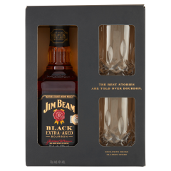 Jim Beam Black Bourbon whiskey + 2 db pohár díszdobozban 40% 0,7 l