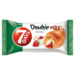 7DAYS Double Max croissant vanília ízű és eper töltelékkel 80 g