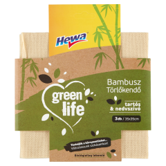 Hewa Green Life bambusz törlőkendő 35 cm x 35 cm 3 db