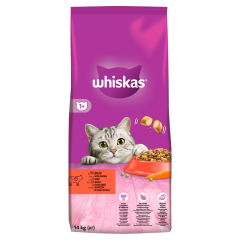 Whiskas 1+ teljes értékű szárazeledel felnőtt macskák számára marhával 14 kg