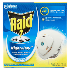Raid Night & Day 240 órás szúnyog- és légyirtó korong készülék utántöltővel 2,25 g