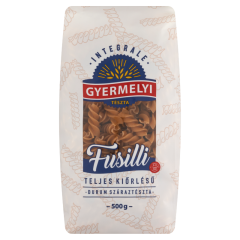 Gyermelyi Fusilli teljes kiőrlésű durum száraztészta 500 g