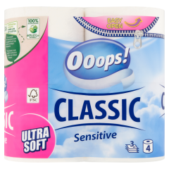 Ooops! Classic Sensitive toalettpapír 3 rétegű 4 tekercs
