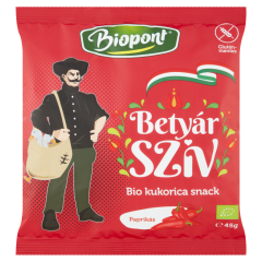 Biopont Betyár Szív bio gluténmentes paprikás kukorica snack 45 g