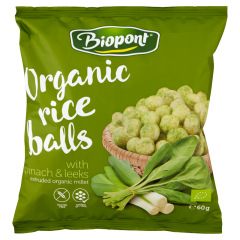 Biopont gluténmentes bio rizsgolyó spenóttal és póréhagymával 60 g