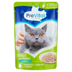 PreVital teljes értékű állateledel felnőtt, ivartalanított macskák számára baromfival szószban 100 g
