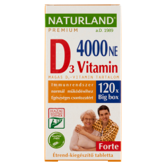 Naturland Premium D₃-vitamin 4000 NE forte étrend-kiegészítő tabletta 120 db 22,02 g