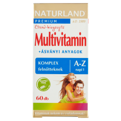 Naturland Premium multivitamin + ásványi anyagok étrend-kiegészítő tabletta 60 db 84,84 g