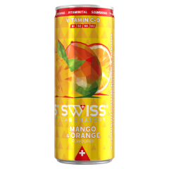 Swiss Laboratory mangó-narancs ízű szénsavas ital vitaminnal, svájci fűszernövény kivonattal 250 ml