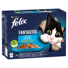 Felix Fantastic Halas Válogatás aszpikban nedves macskaeledel 12 x 85 g (1,02 kg)