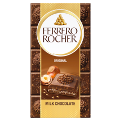 Ferrero Rocher Milk Prémium táblás tejcsokoládé mogyorós töltelékkel és mogyoródarabkákkal 90 g