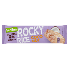 Benlian Rocky Rice kókusz ízű puffasztott barna rizsszelet fehér tejbevonóval bevonva 18 g