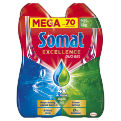 Somat Excellence Duo Gel gépi mosogatószer gél 70 mosogatás 2 x 630 ml