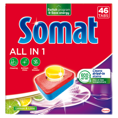 Somat All in 1 Lemon & Lime gépi mosogatótabletta 46 db 809,6 g