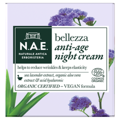 N.A.E. Bellezza Öregedésgátló éjszakai arckrém sóvirággal és bio aloe vera kivonattal 50 ml 