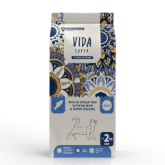 VIDA Super cat Száraz macskaeledel 2 kg Lazac és Óceáni hal Sütőtökkel és Áfonyával