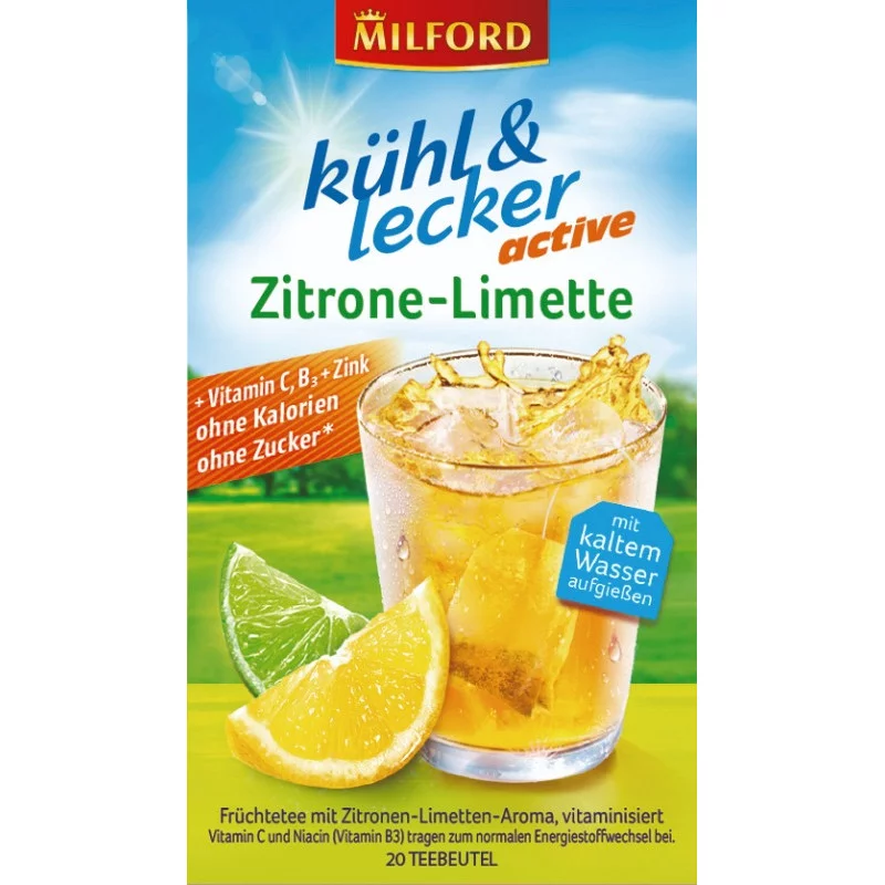 Milford kühl & lecker gyümölcstea 20x2,5g active citrom és limette ízű hidegen készíthető