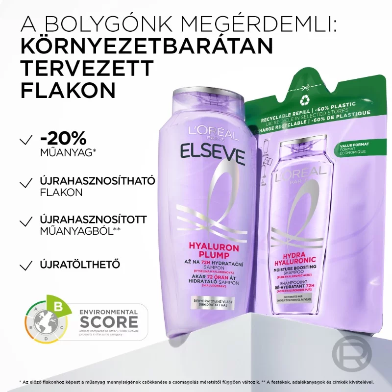 L´oréal Paris Elseve Hyaluron Plump akár 72 órán át hidratáló sampon hialuronsavval, 250 ml