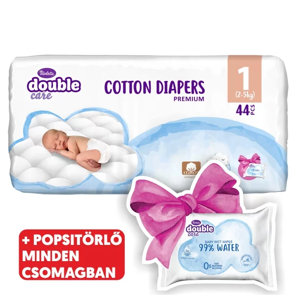 Violeta Double Care Cotton nadrágpelenka S1 44db + 20db törlőkendő