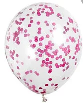 Lufi 8db/csomag átlátszó-Pink konfetti - Party kiegészítő