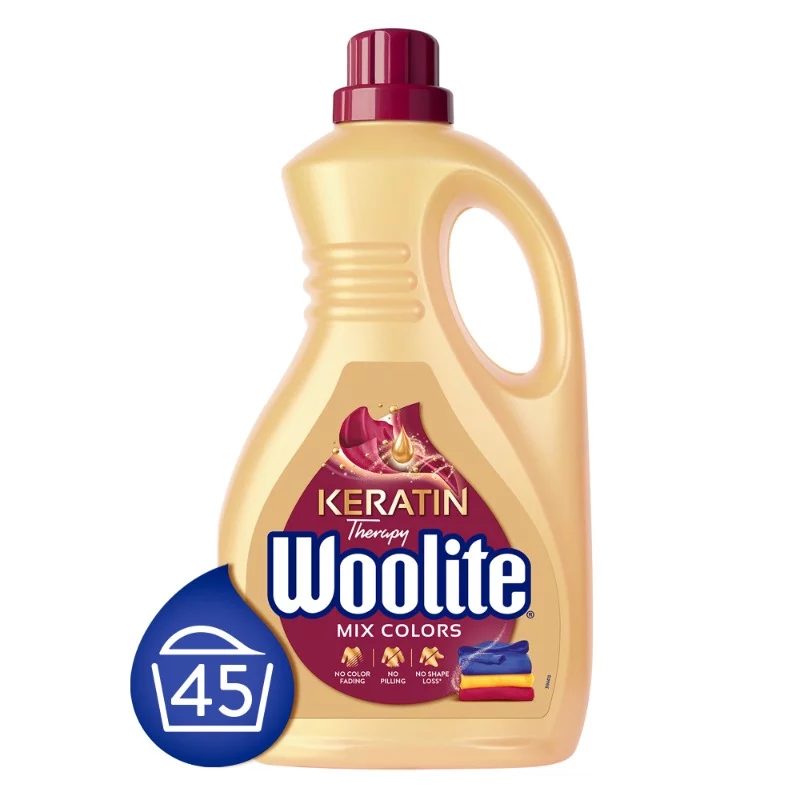Woolite Keratin Therapy folyékony mosószer keratinnal színes ruhákhoz 45 mosás 2,7 l
