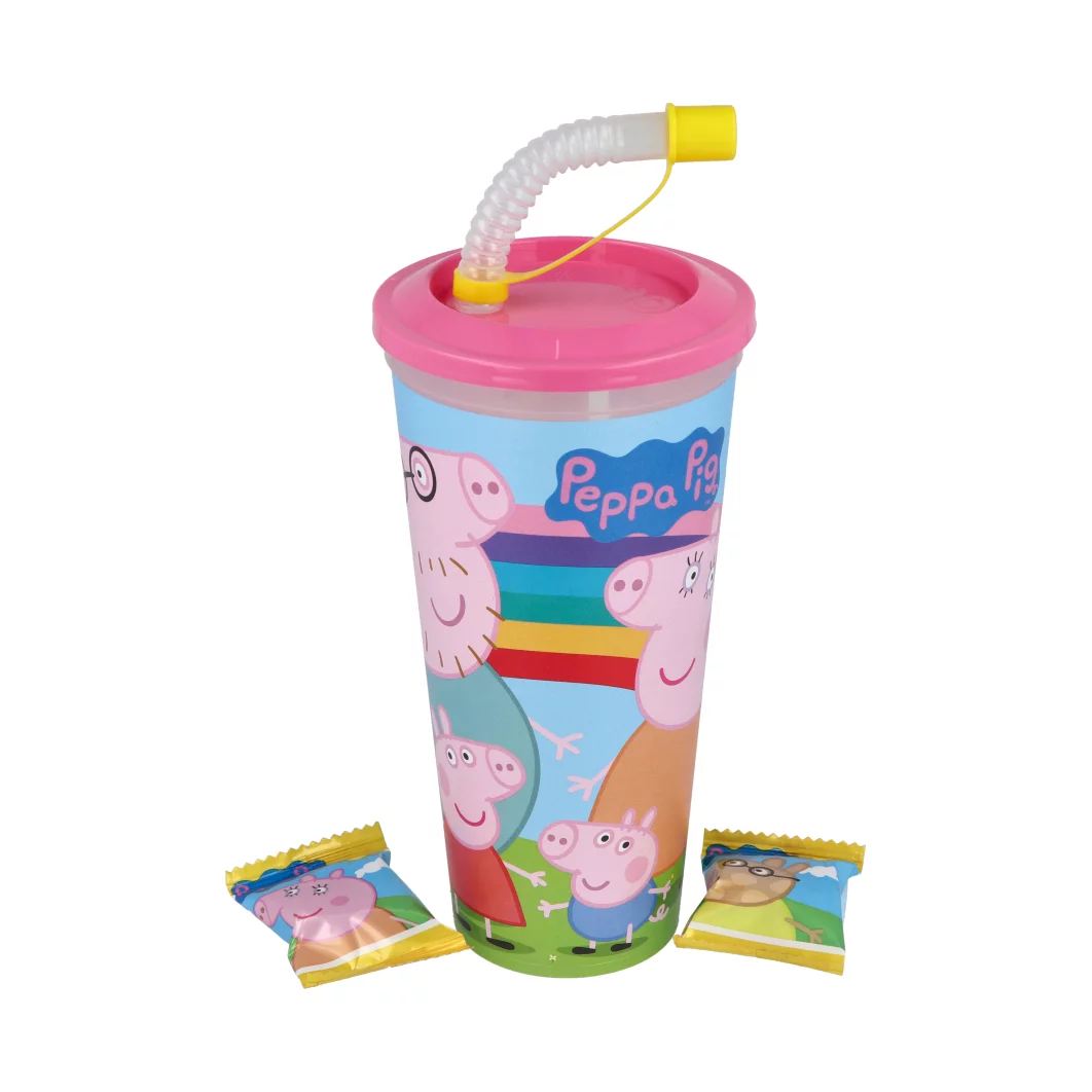Szívószálas pohár csokis keksszel 10g Peppa Malac