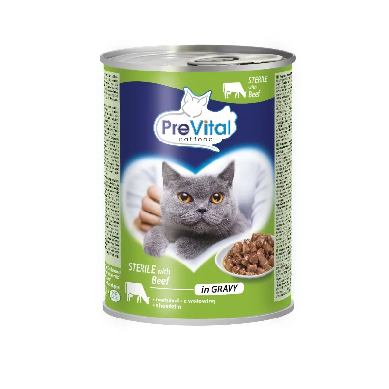 PreVital nedves macskaeledel 415g marha steril