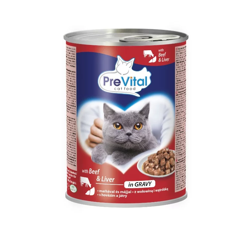 PreVital nedves macskaeledel 415g marha-máj