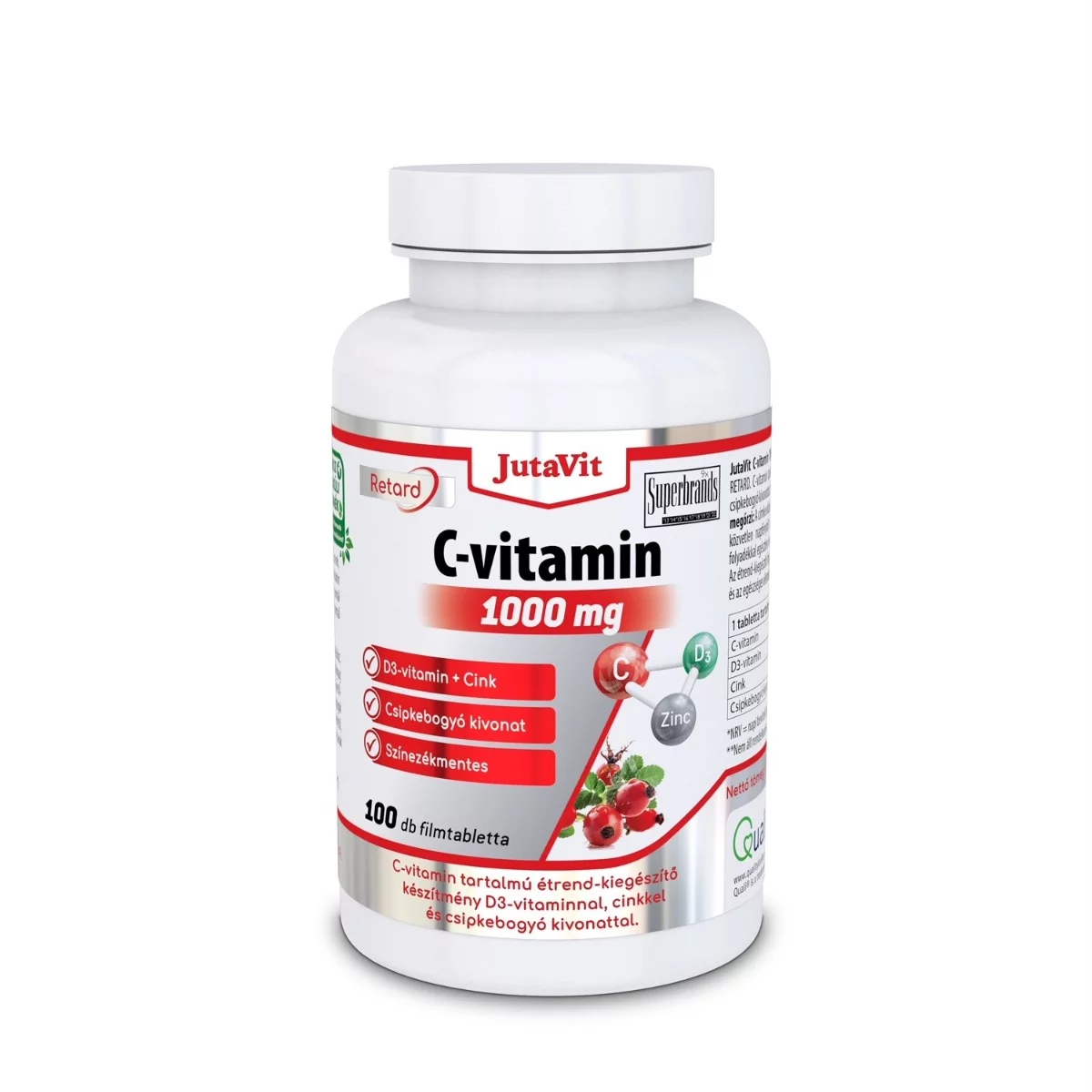 JutaVit filmtabletta 100db C-vitamin 1000mg retard + csipkeb.kiv. + D3 + Cink