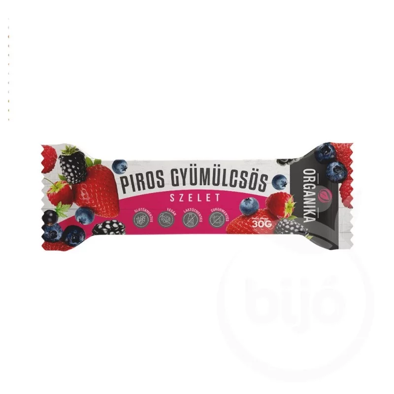 Organika csokoládé szelet 30g piros gyümölcsös gluténmentes