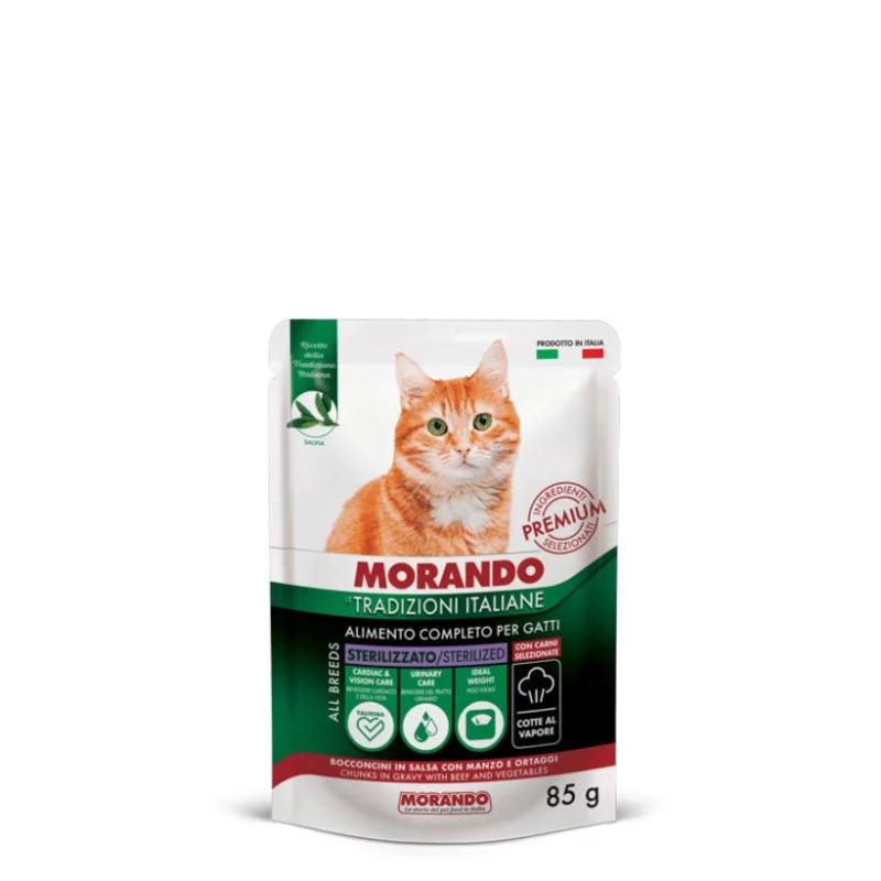 Morando TI nedves macskaeledel 85g marhahússal és zöldségekkel zselés
