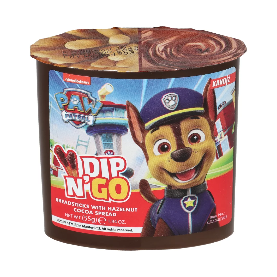 Dip N´ Go Kakaós mogyorókrém és ropogós pálcikák 55g Mancs Őrjárat