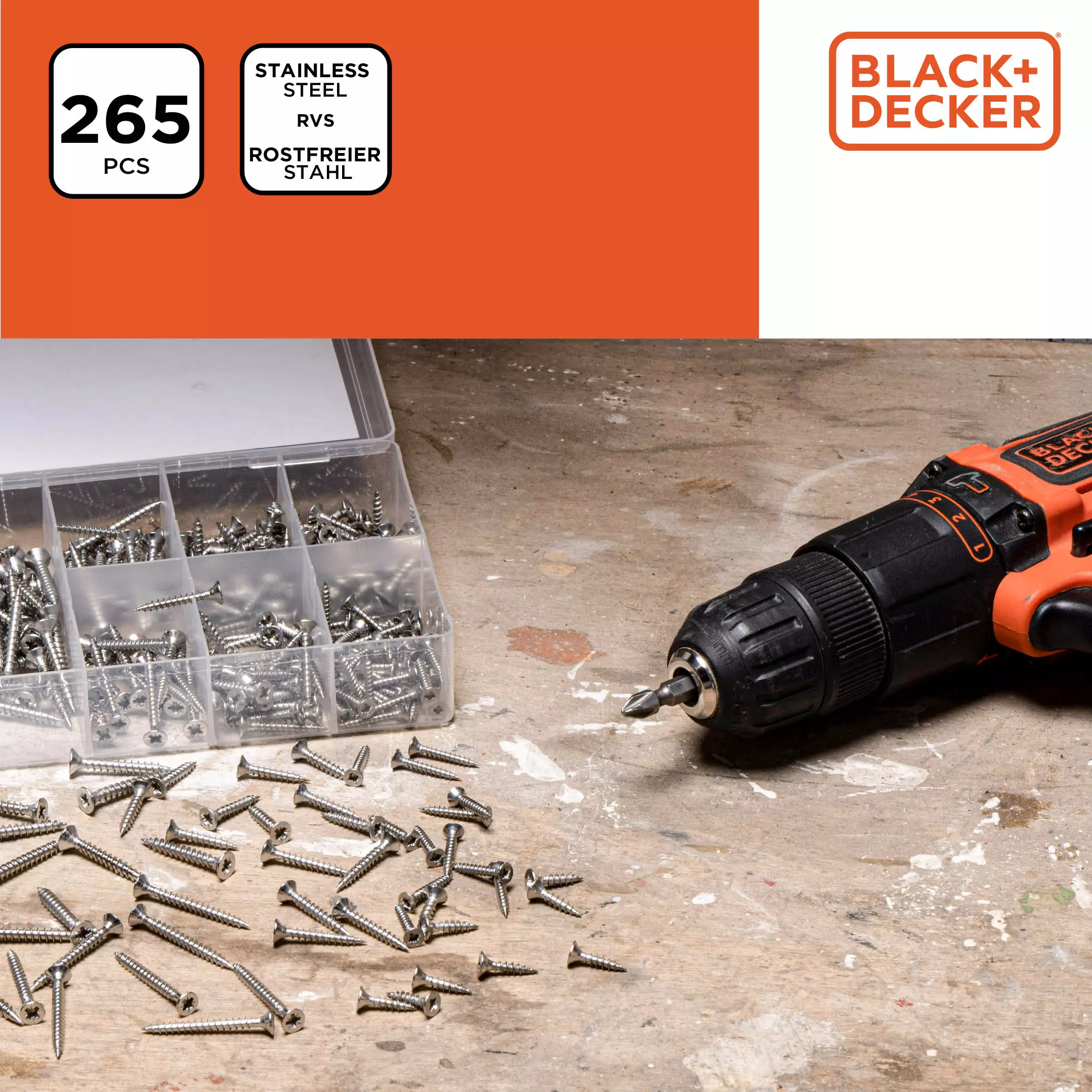 Black+Decker csavarszett (facsavar) 332db-os, pvc tartóval
