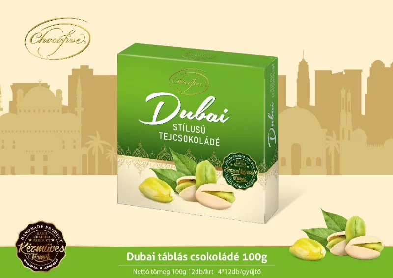 Chocofive táblás tejcsokoládé 100g Dubai stílusú