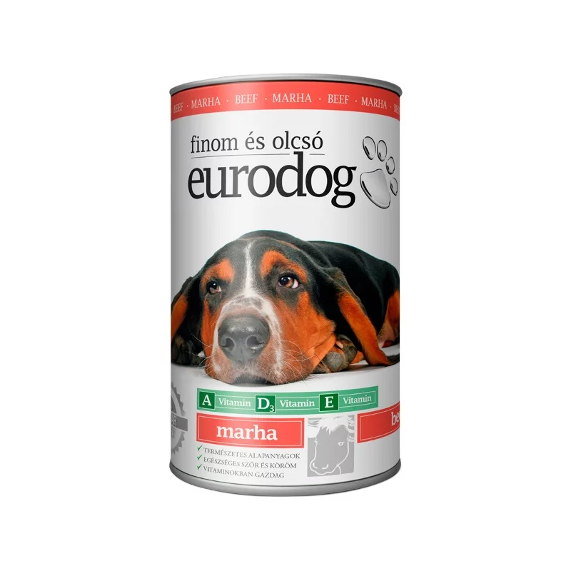 Eurodog kutya konzerv 415g marhás