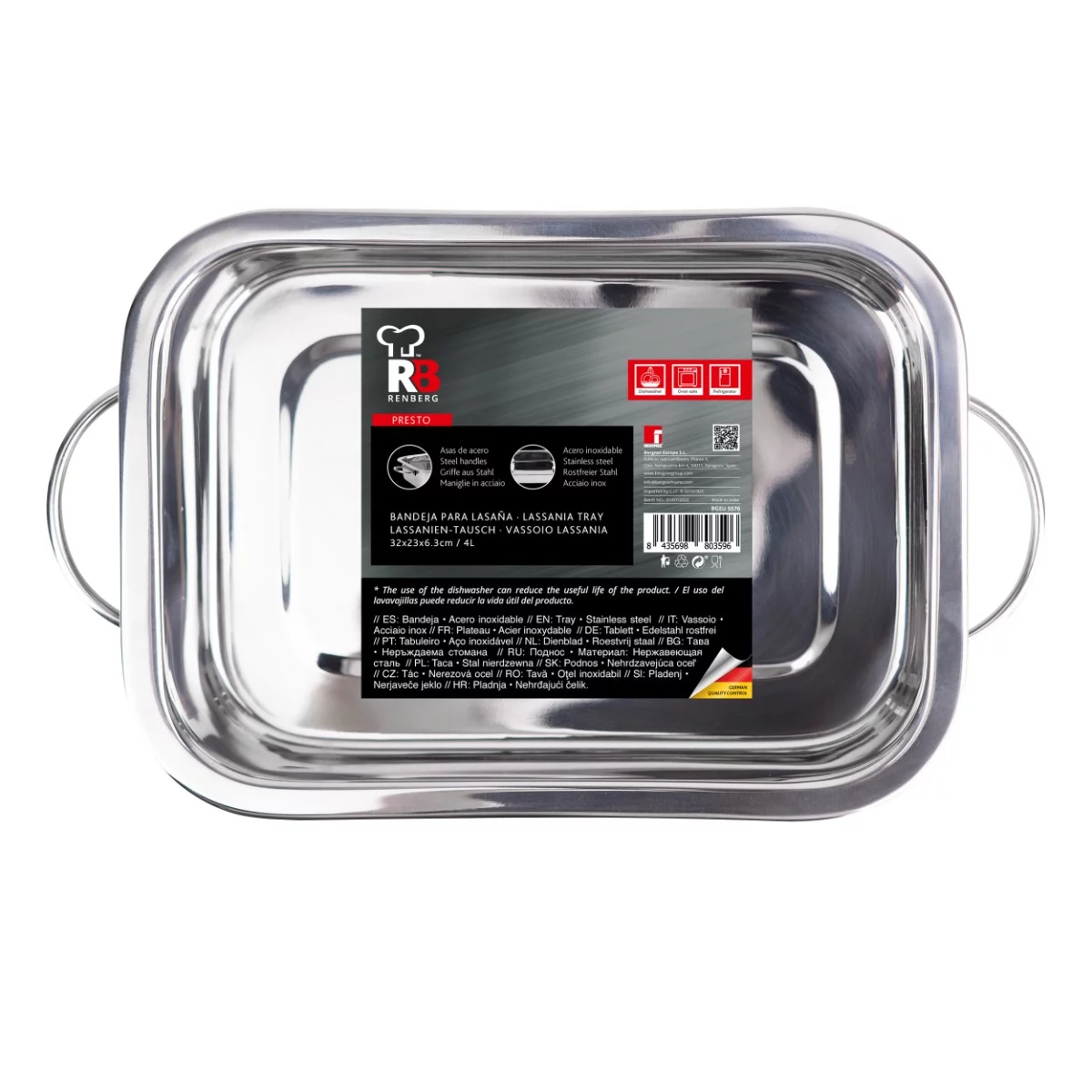 Bergner rozsdamentes tepsi 32x23x6.3cm 