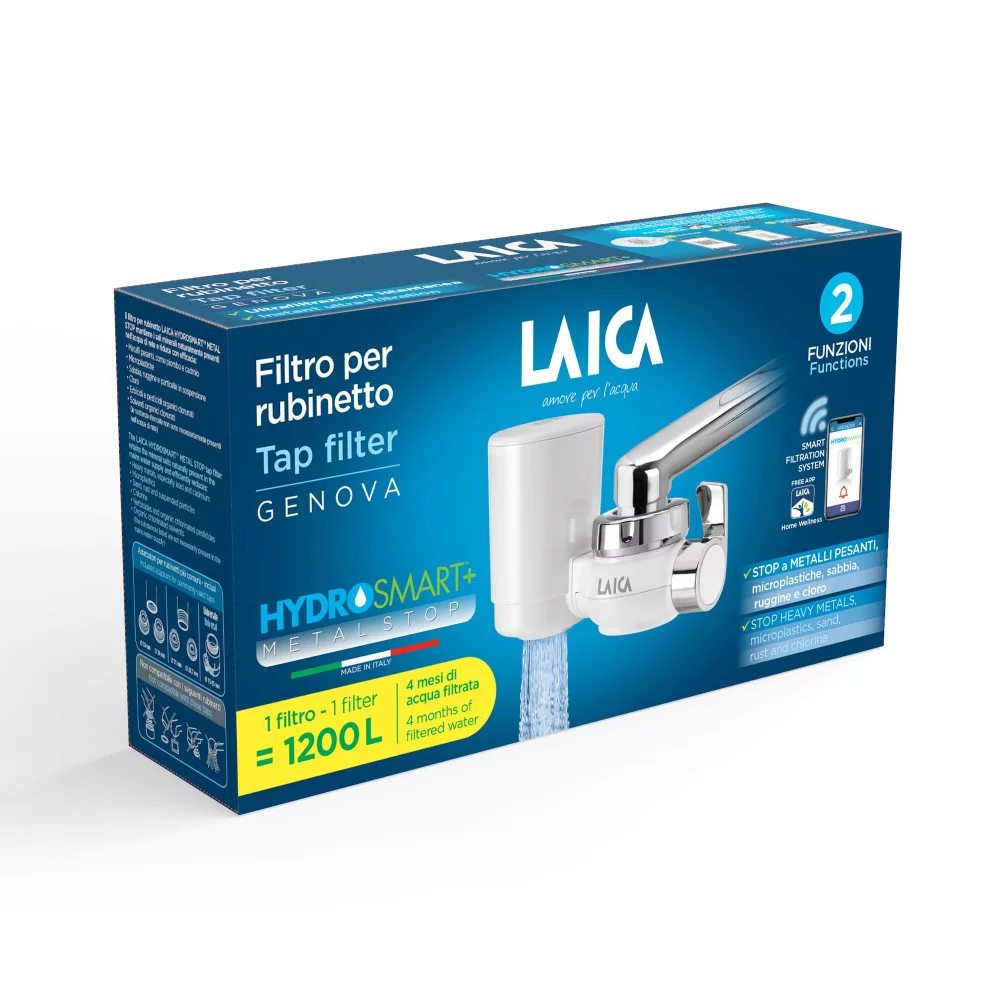 Laica Genova Metal Stop rendszerű csapra szerelhető mikroplasztik-stop vízszűrő R20A
