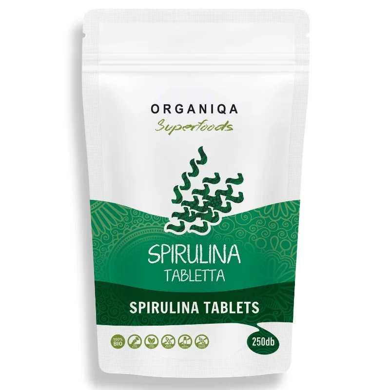Organiqa Superfoods 100% BIO spirulina 500 mg étrendkiegészítő tabletta 250 db 125 g