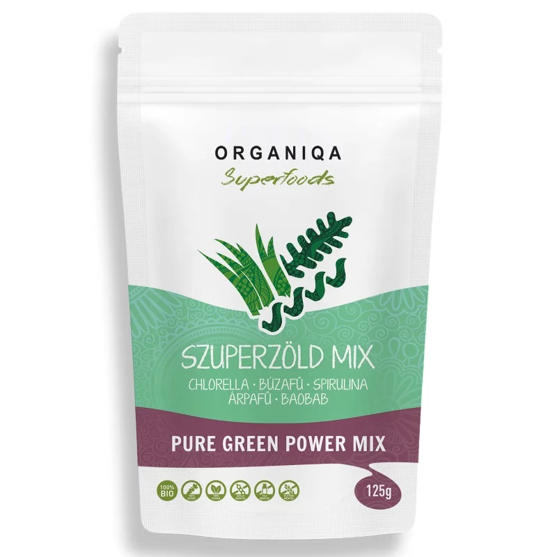 Organiqa Superfoods 100% BIO, nyers zöld növényi keverék 125 g