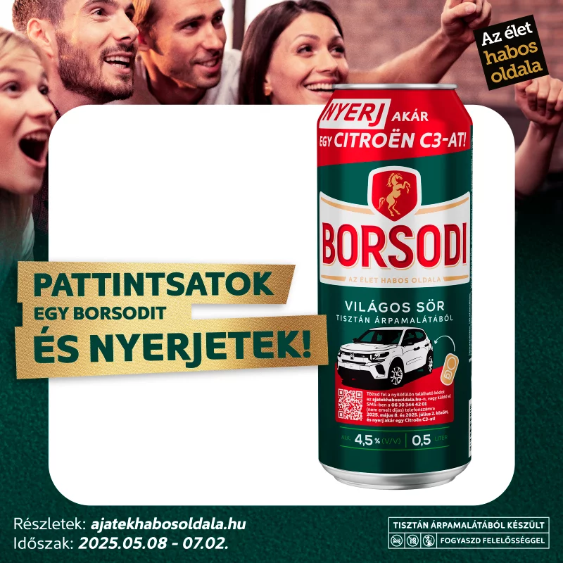 Borsodi világos sör 4,5% 0,5 l