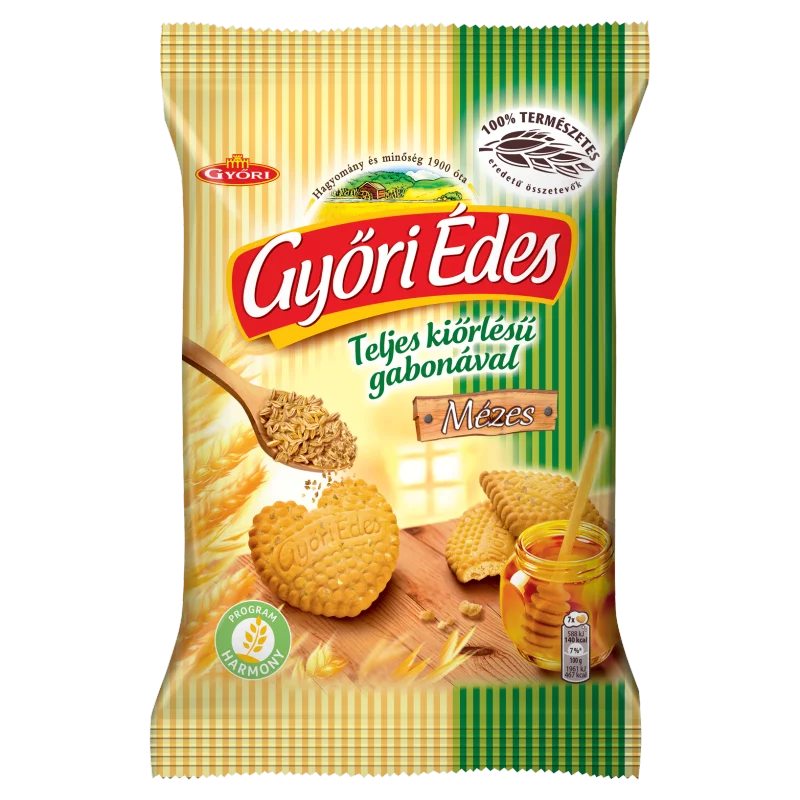Győri Édes Omlós, Mézes Keksz Teljes Kiőrlésű Búzaliszttel 150 G