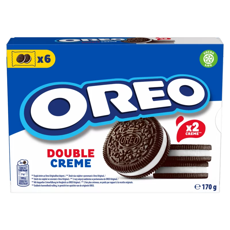 Oreo Double Creme Vanília ízű Töltelékkel Töltött Kakaós Keksz 170 G