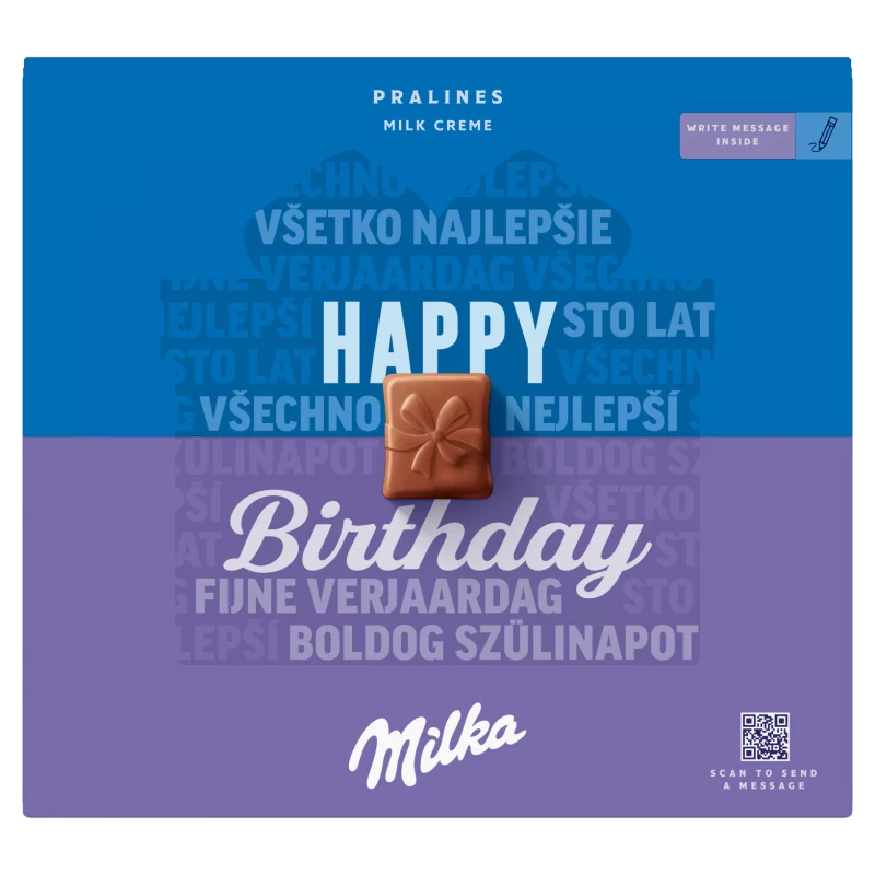 Milka Happy Birthday Alpesi Tejcsokoládé Praliné Tejes Krémtöltelékkel 20 Db 110 G