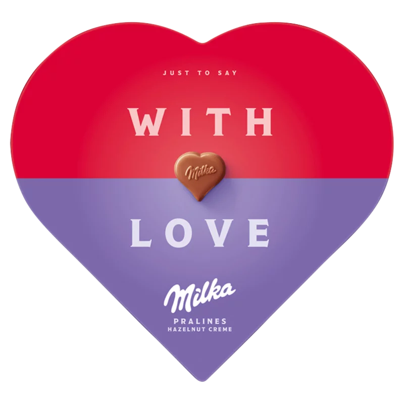 Milka I love Milka alpesi tejcsokoládé praliné mogyorós krémtöltelékkel 165 g