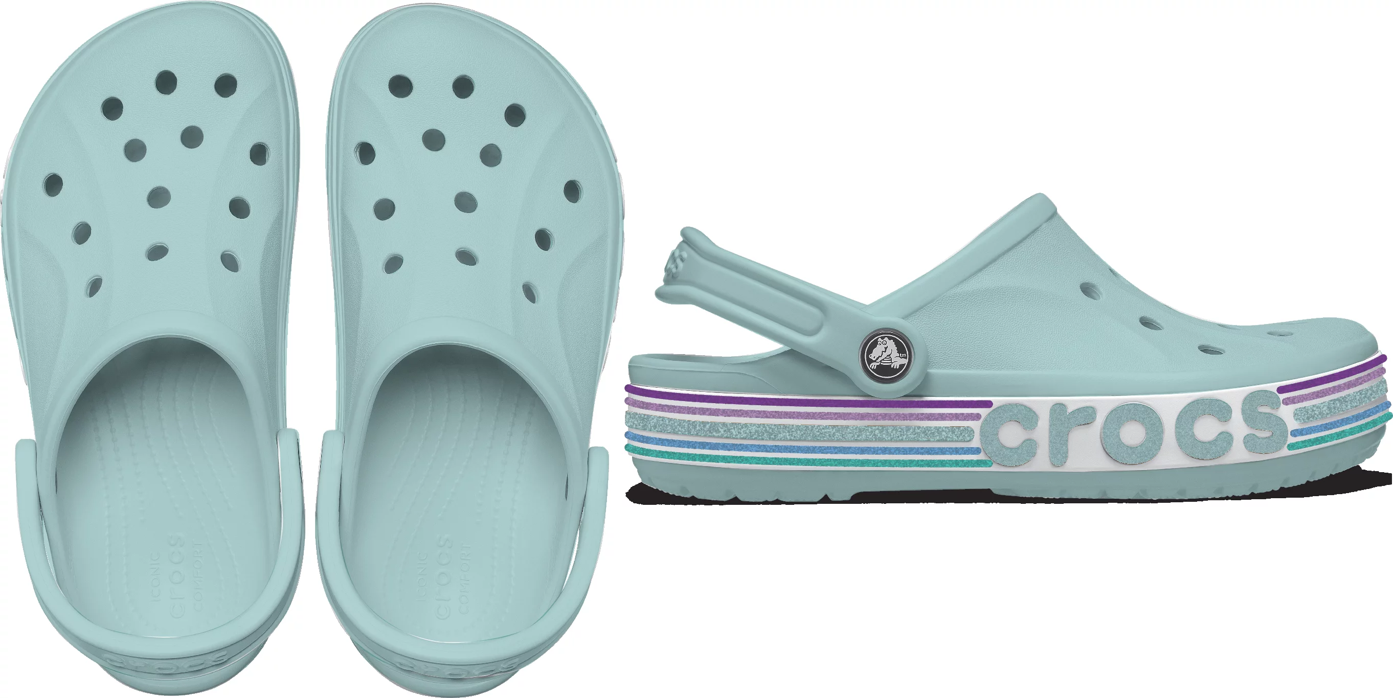 Crocs papucs Bayaband Rainbow Glitter világoskék színben 28-29 méretben